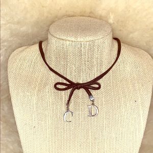 Christian Dior leather bow necklace choker